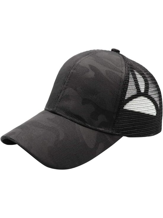 〽️Women White Black 2 High Ponytail Baseball Cap Trucker Bad Hair Day Adjustable main image 5